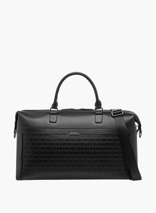 DUCHINI Monogram Embossed Duffle Bag With Zip Closure And Detachable Strap